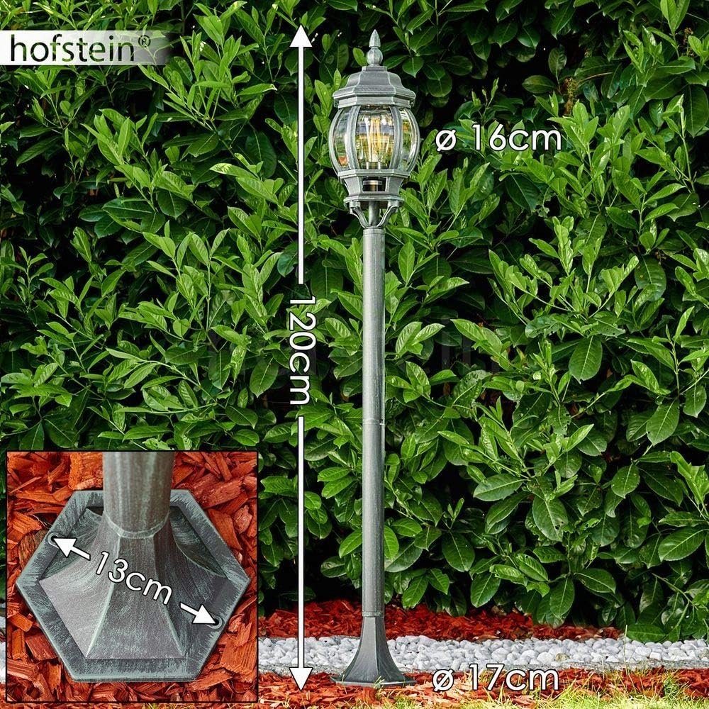 Lampadaire extérieur Lentua, luminaire vintage en aluminium moulé vert/noir de 120 cm de haut, luminaire de jardin pour une ampoule E27, ampoule(s) non incluse(s), IP44