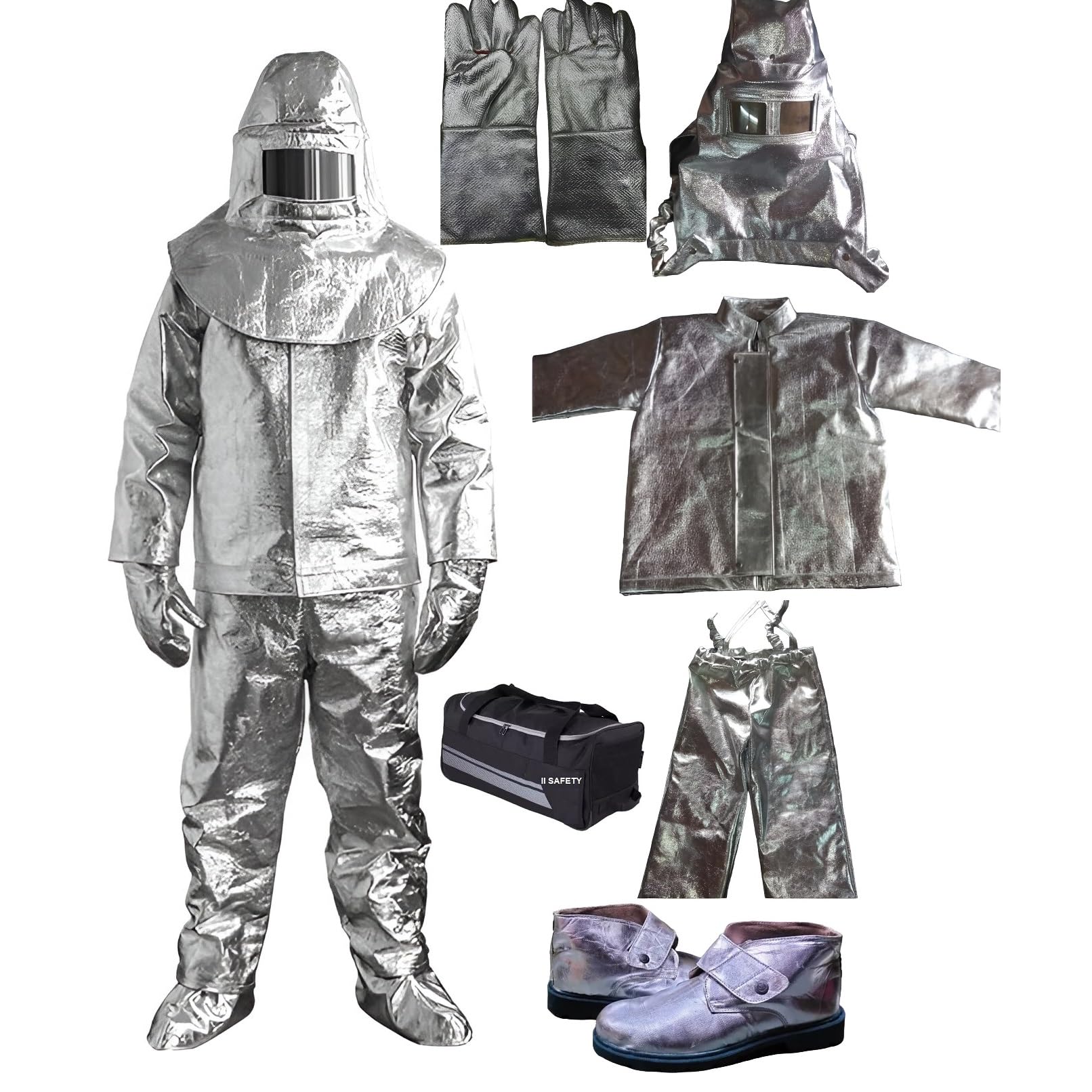 Aluminized Fire Proximity Suit as per IS-2745 | Included Fireproof Suit, Trouser, Gloves, Shoes, Hood and Storage bag-image-24