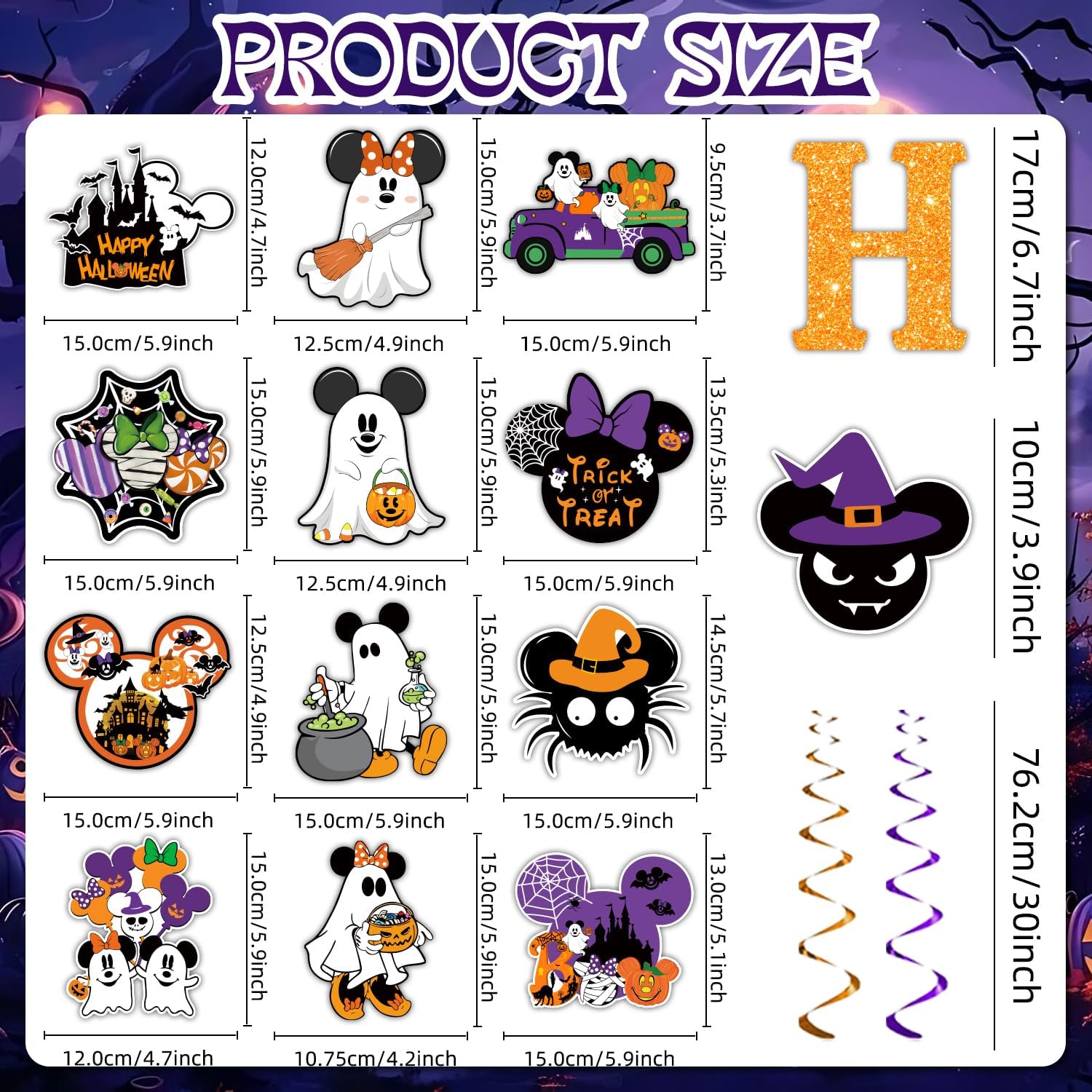 Mouse Halloween Decorations Glitter Halloween Banner Set