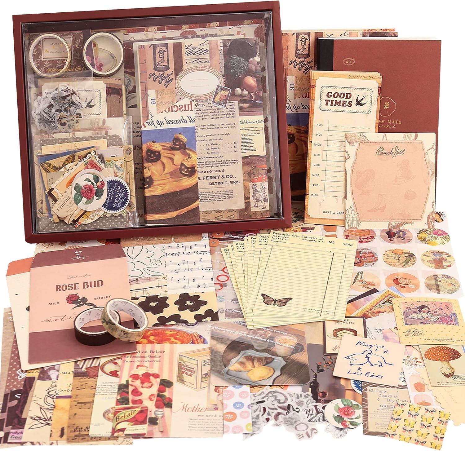 Shivaaro Paper Aesthetic Scrapbook Kit | Junk & Daily Journal Scrapbooking Supplies Stationery | A6 Grid Notebook | DIY Journaling Craft Gift for Teen Girls, Boys, Kids & Women (Brown)