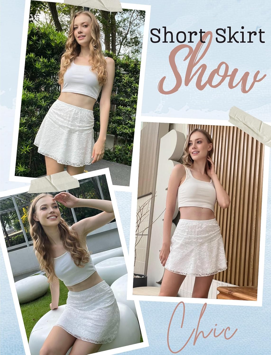 Avidlove Mini Skirts for Women Sexy Lace Skirt A-Line Ruched Double Layer Short Going Out Skirt - Image 4