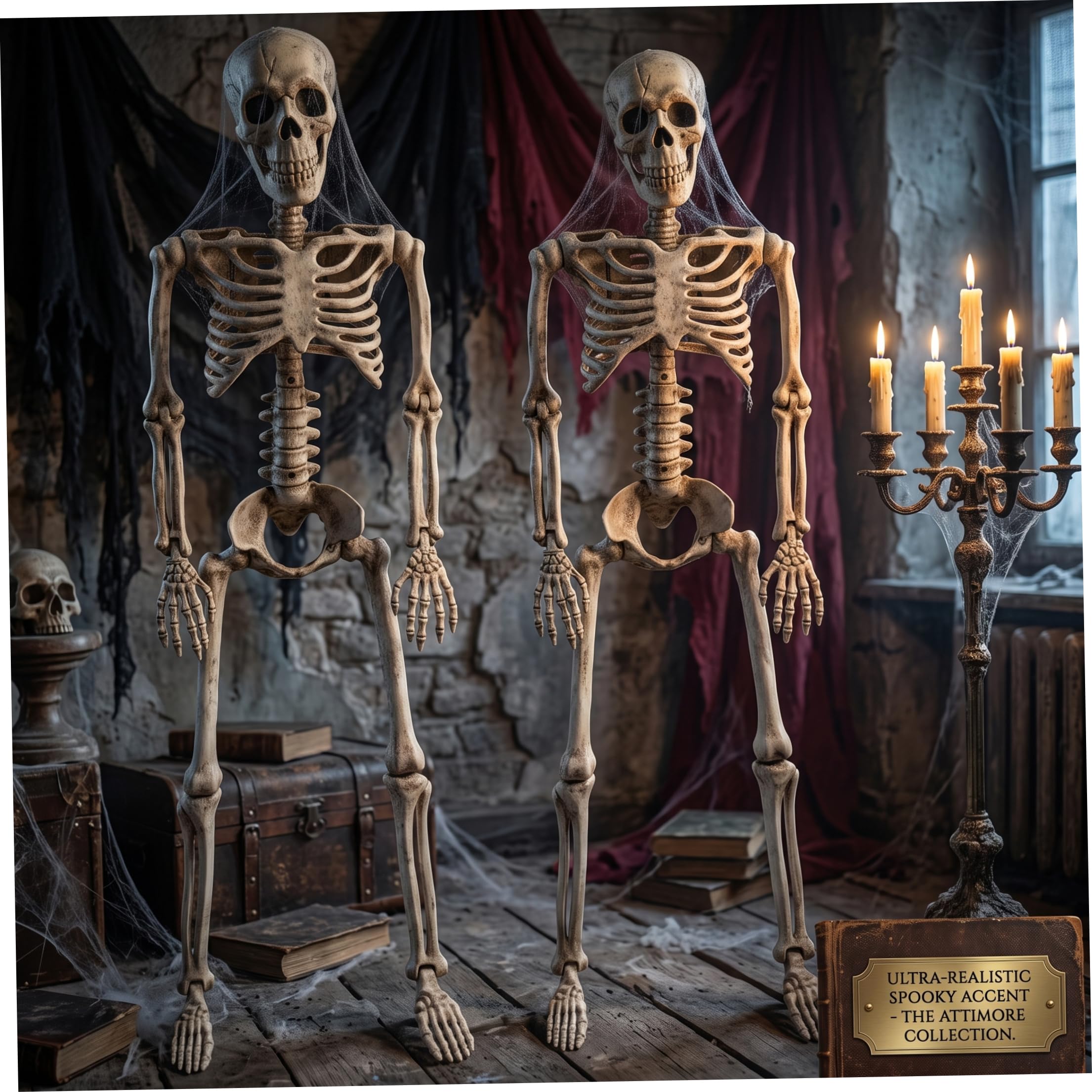 Confezione da 2 scheletri di Halloween Scheletro di plastica snodabile snodabile Decorazioni di Halloween 35, 43 Pollici..