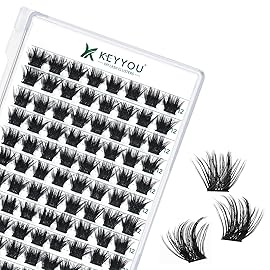 Lash Clusters 96pcs Individual Lashes Y22 D Curl 12mm Eyelash Clusters KEYYOU Volume Wispy Lash Extension Soft&Comfortable Easy DIY at Home(Y22,D-12mm)