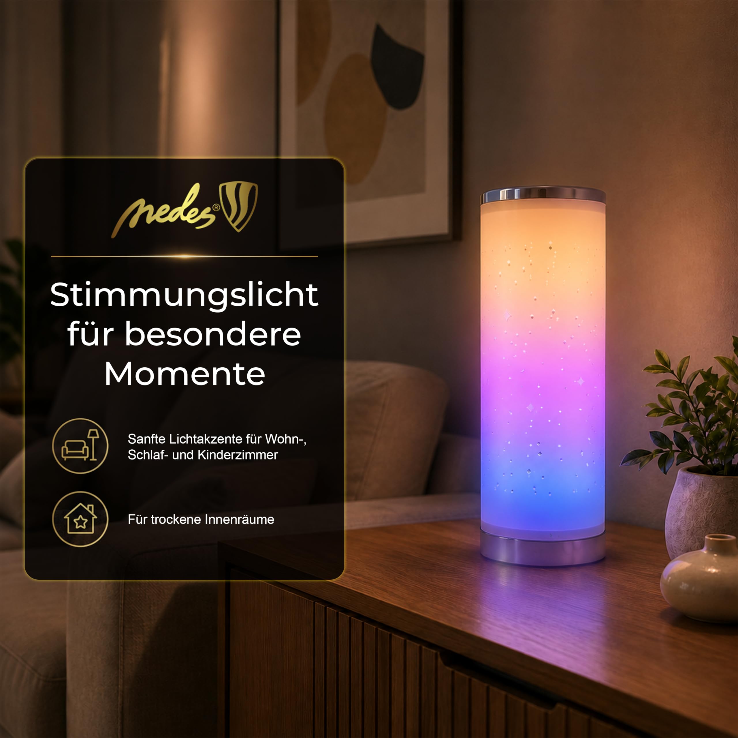 STAR LED Stimmungslicht, RGBIC+W Lichtsäule mit Sterneneffekt, 352 mm