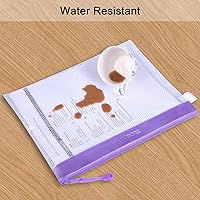 Vista 4 de Wisdompro - Bolsa con cremallera, 4 paquetes de bolsa de archivos de malla impermeable duradera tamaño carta, organizador de documentos, color morado
