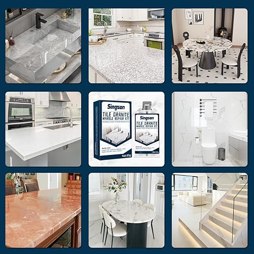 Miniatura 6 de Kit de reparación de azulejos y granitomármol, kit de reparación de encimeras de piedra de porcelana y cuarzo (coincidencia de color), para