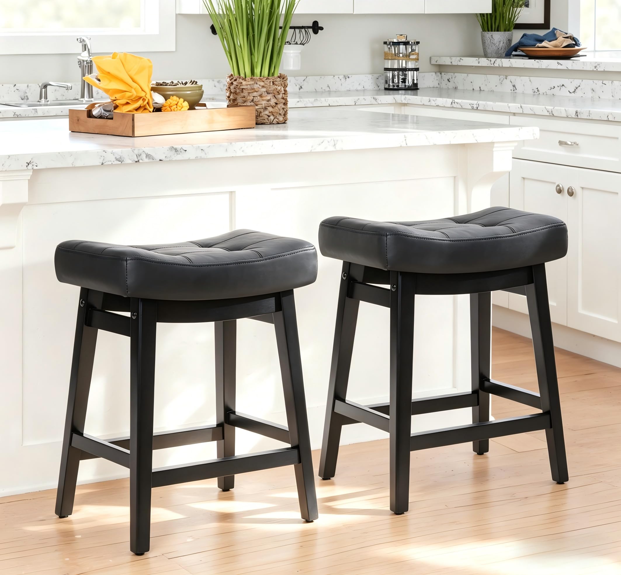 RNKSFX Counter Height Black Bar Stools Set of 2