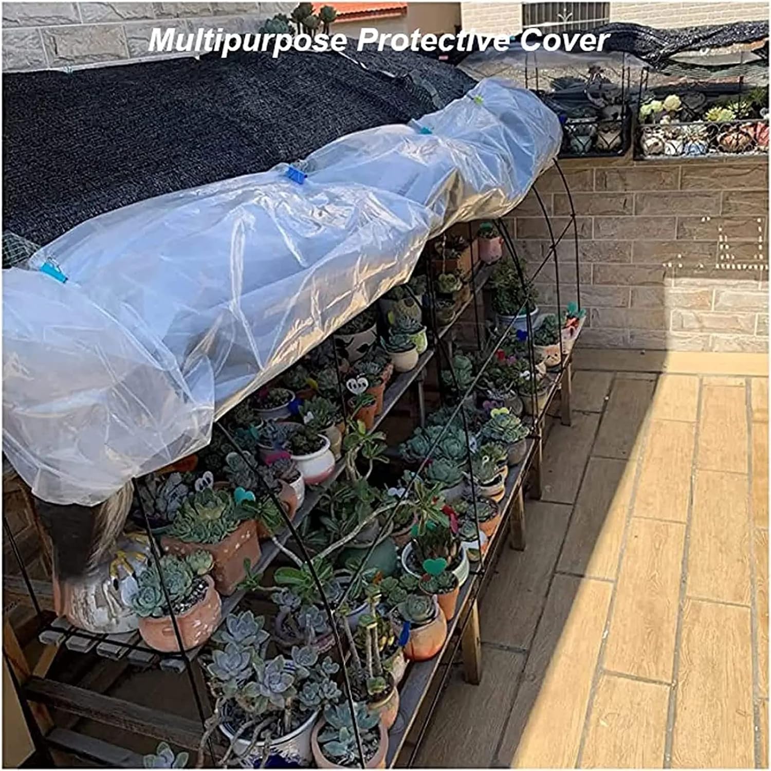 Transparent Waterproof Tarp 10x20ft, Heavy Duty 5 Mil Poly Tarp Cover, Transparent Tarps with Grommets, Waterproof Tarpaulin Clear Tarps Clear Vinyl Tarp
