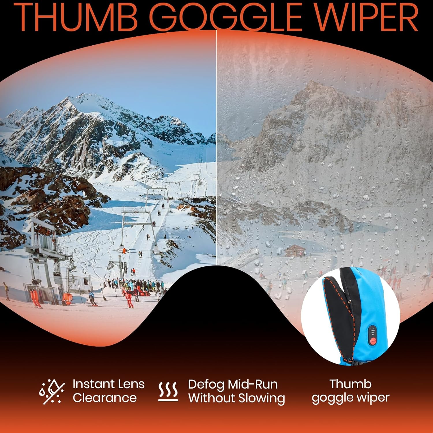 Heated Mittens for Men, 22.2WH Battery 7.4V 3000mAh Rechargeable Heated Ski Gloves for Women, Waterproof Electric Gloves Ideal for Hunting, Motorcycle, Skiing, Work