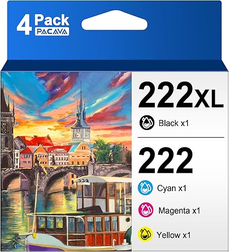 Paquete combinado de 222 cartuchos de tinta XL para Epson 222 compatibles con impresoras Epson Workforce WF-2960, XP-5200 (1 negro, 1 cian, 1