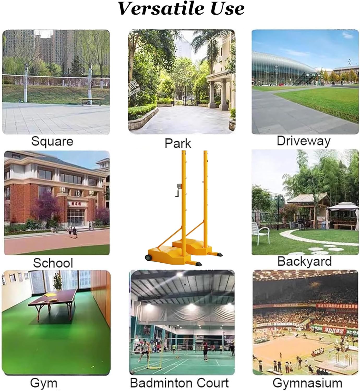 Portable Volleyball and Badminton Net System with Wheels for Indoor and Outdoor Use, Adjustable Stand for All Ages