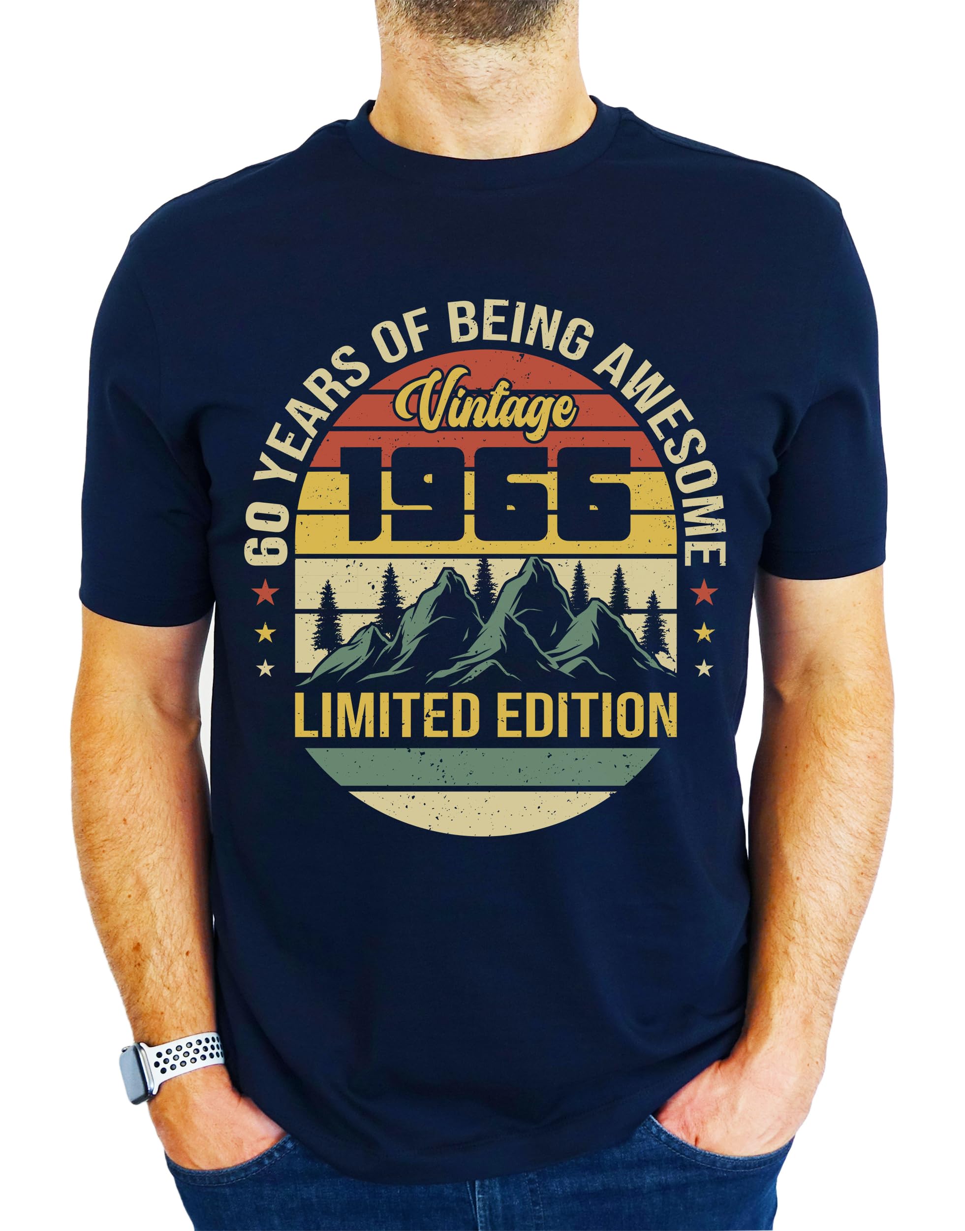 My Generation Gifts Men's Navy 1966 Vintage Mountain - Limited Edition - 60Th Birthday Gift | Present T-Shirt L
