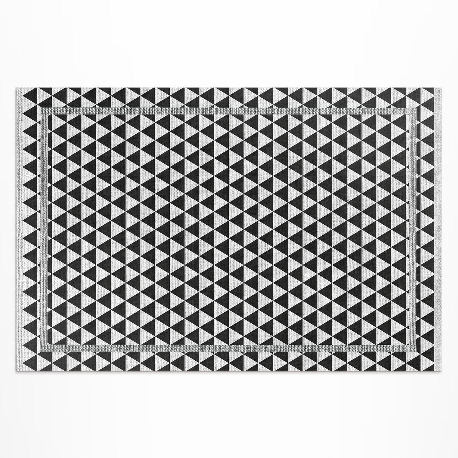 Tapis d'extérieur pour balcon et terrasse 60x90 cm rectangle décoratif triangles noirs