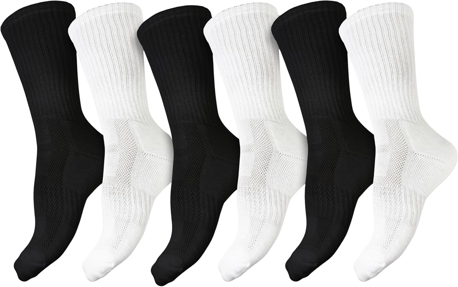 Winterlace Combed Cotton Crew Socks 6-Pairs Mens Premium Soft Cushioned Athletic Sports