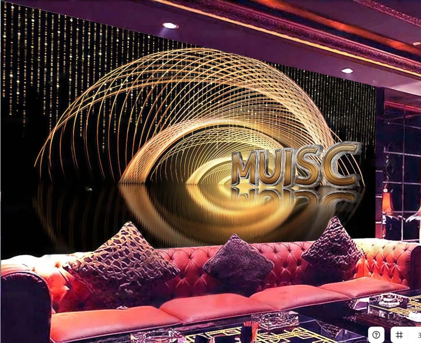 Rskjdghshd 3D Wallpaper Modern Art Golden Streamer Trend Music Theme Bar Western Restaurant Background Wall Mural Afternoon Tea Coffee Shop Wallpaper,,250X175cm