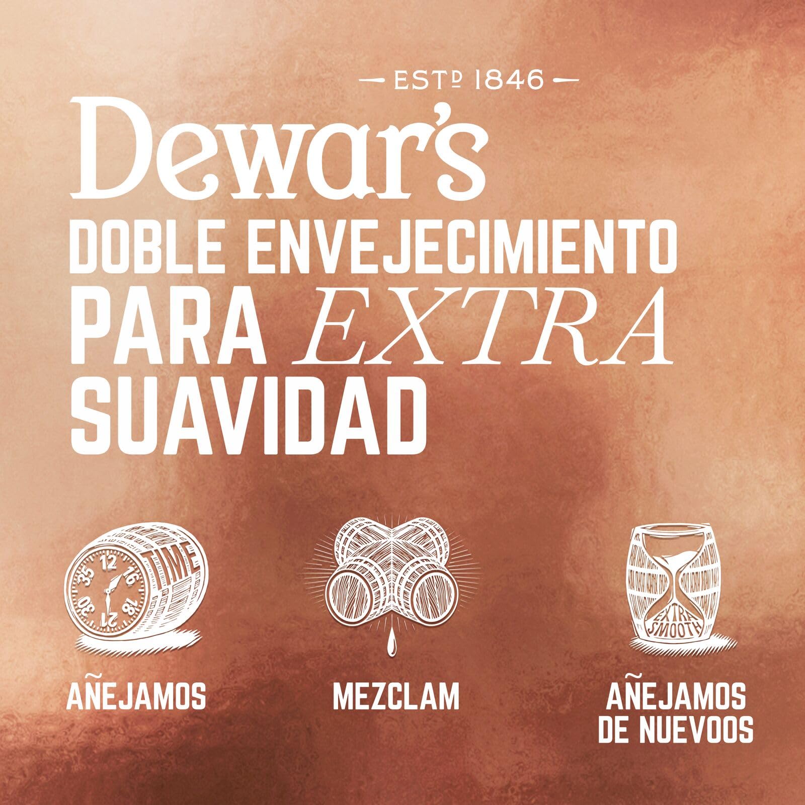 Dewar's 15 Year Old Blended Scotch Whisky, 40% ABV, 100cl / 1L, Madurado en barricas de Jerez y Bourbon
