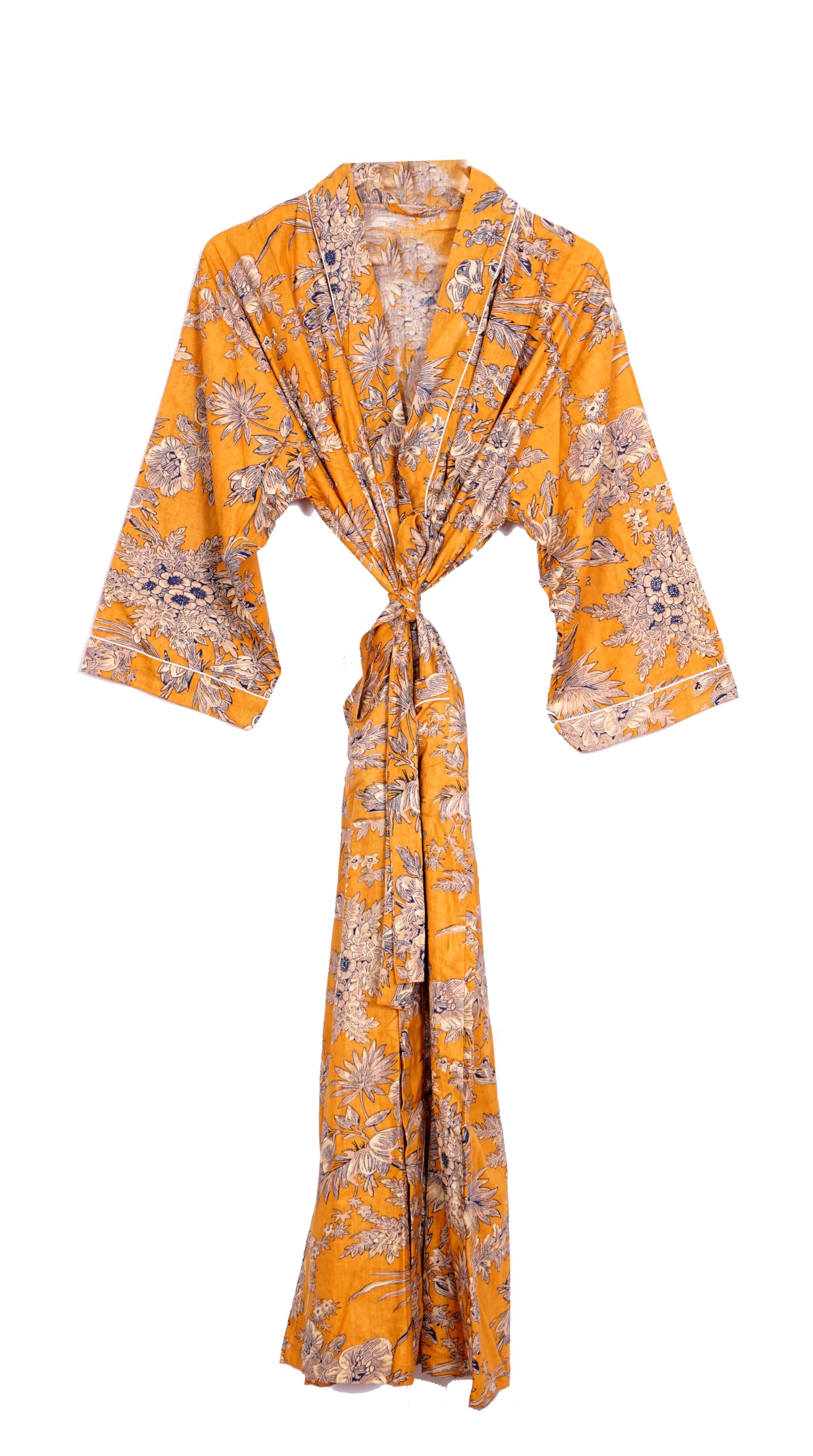 Pure 100% Cotton Robe For Womens Bathrobe Dressing Gown Long sleepwear Free Size Kimono