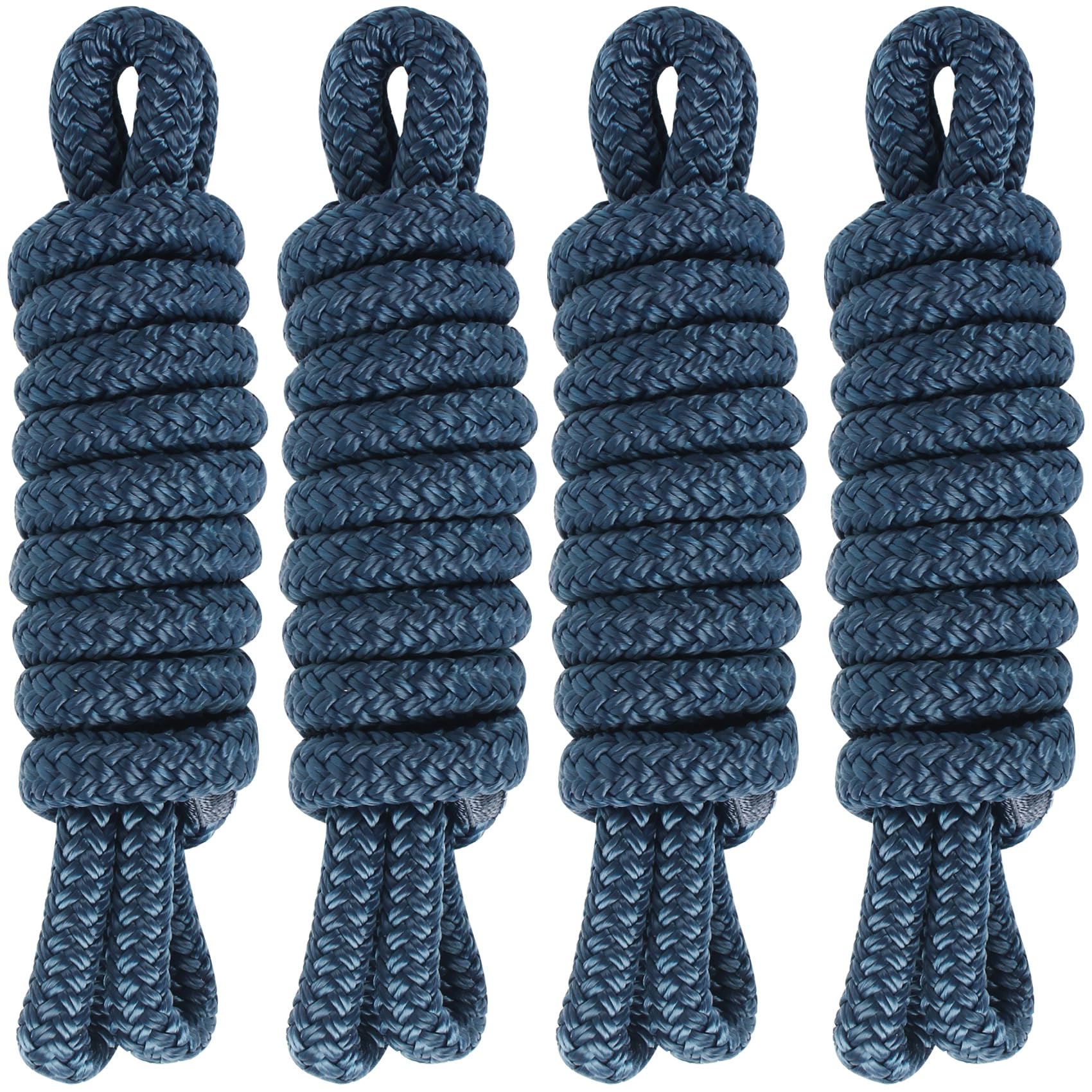 Fender Lines 6' x 3/8" Double Braided Boat Fender Lines 4 Pack, Boat Bumper Rope/Boat Fender Rope 9 Colors Boat Ropes for Docking with 5'' Eyelet Premium Dock Lines for Boats - Navy Blue
