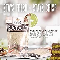 Vista 3 de Dolce Calma Masa Kataifi seca de alta calidad de 14.1 onzas (14.11 oz) Bolsa resellable Kadayif para postres de chocolate Dubai, Kunafa