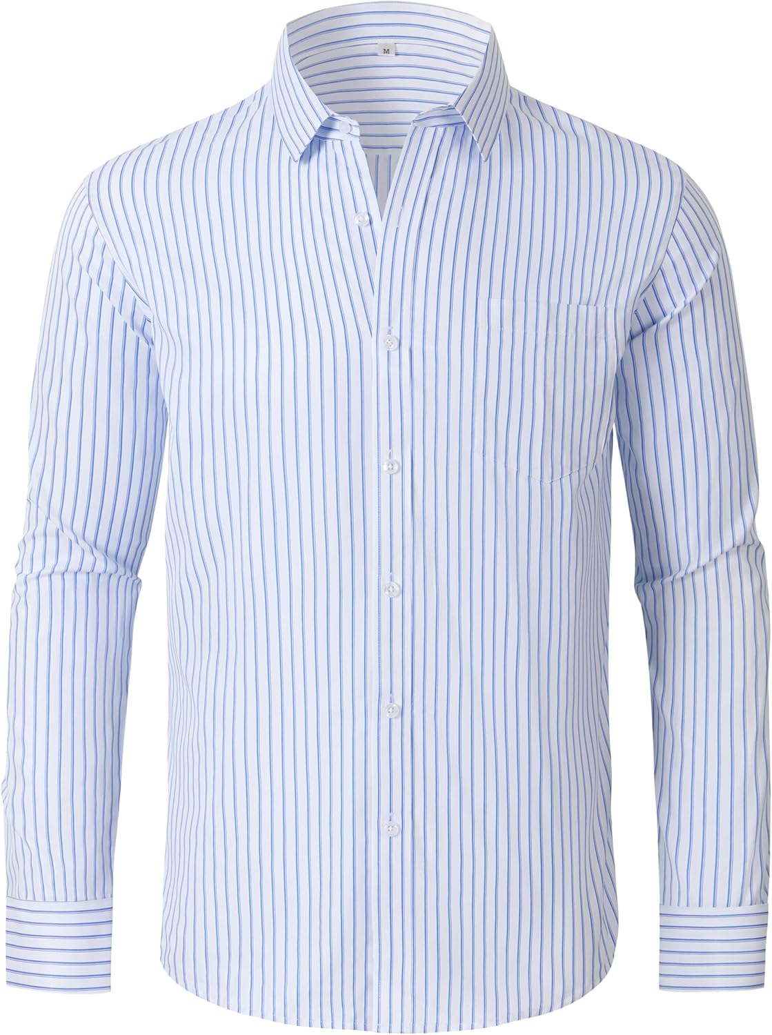 Men's Dress Shirts Long Sleeve Button Down Striped Shirt for Men Regular Fit Wrinkle Resistant Shirts - Image 2