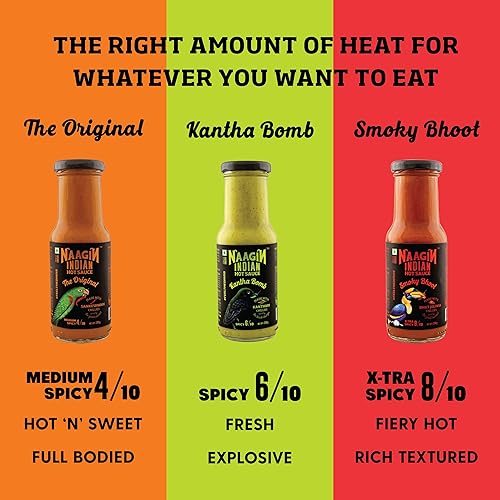 Miniatura 3 de NAAGIN Combo de salsa picante india (original x 1, Kantha x 1, Bhoot x 1) Paquete de 3 (8.11 oz x 3  24.34 oz)