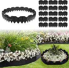 40 Pcs Flexible Plastic Lawn Edging 12.4m Invisible Garden Fence Edging Landscape Flower Bed Edging Interlocking Garden Lawn Patio Paths