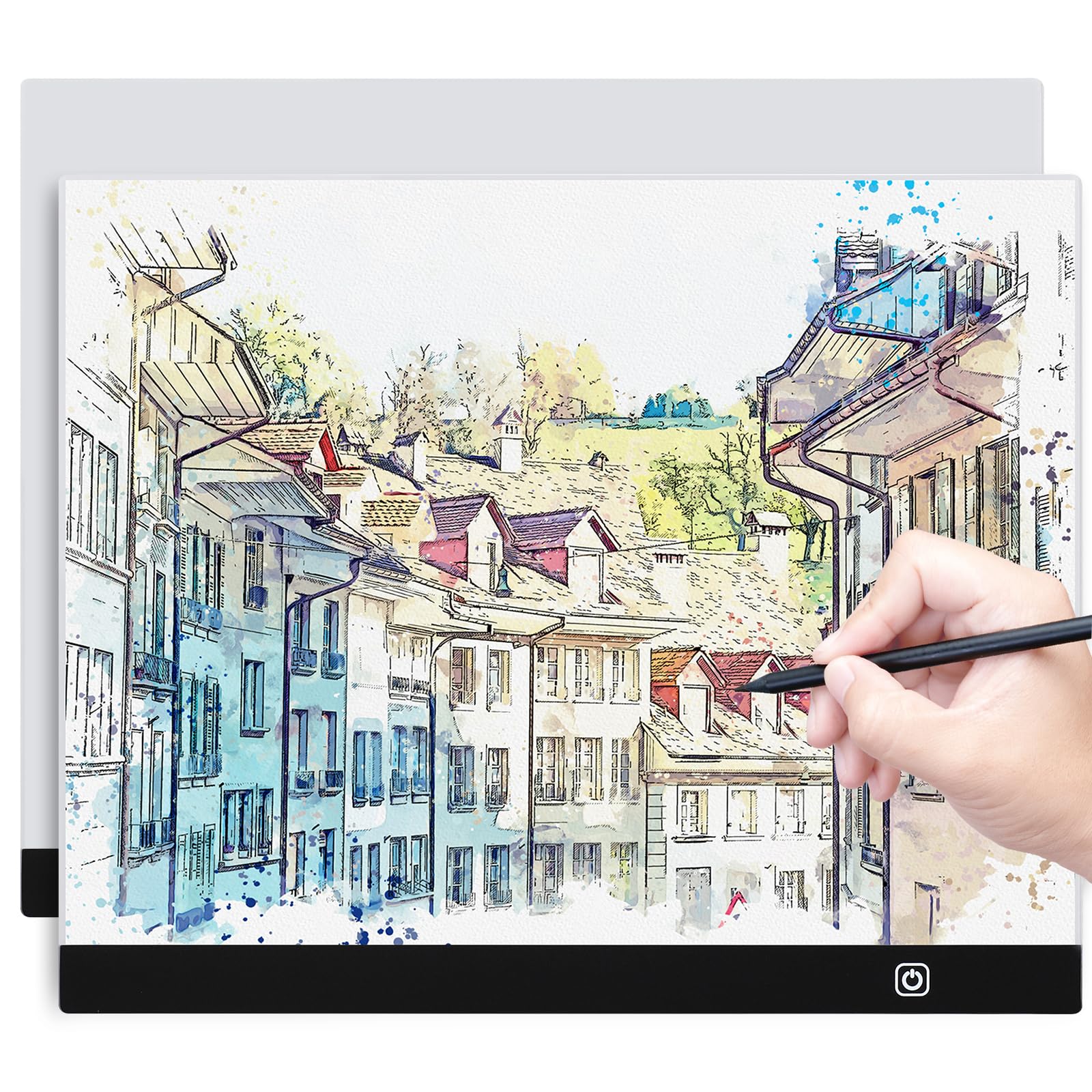 Coolzon Tavoletta Luminosa A3, Lavagna Luminosa A3 LED Light Pad con Luminosità Regolabile, LED Tavoletta Luminosa,Ultra Sottile per Animazione, Schizzi, Progettazione, Disegno, Pittura a Diamante 5D