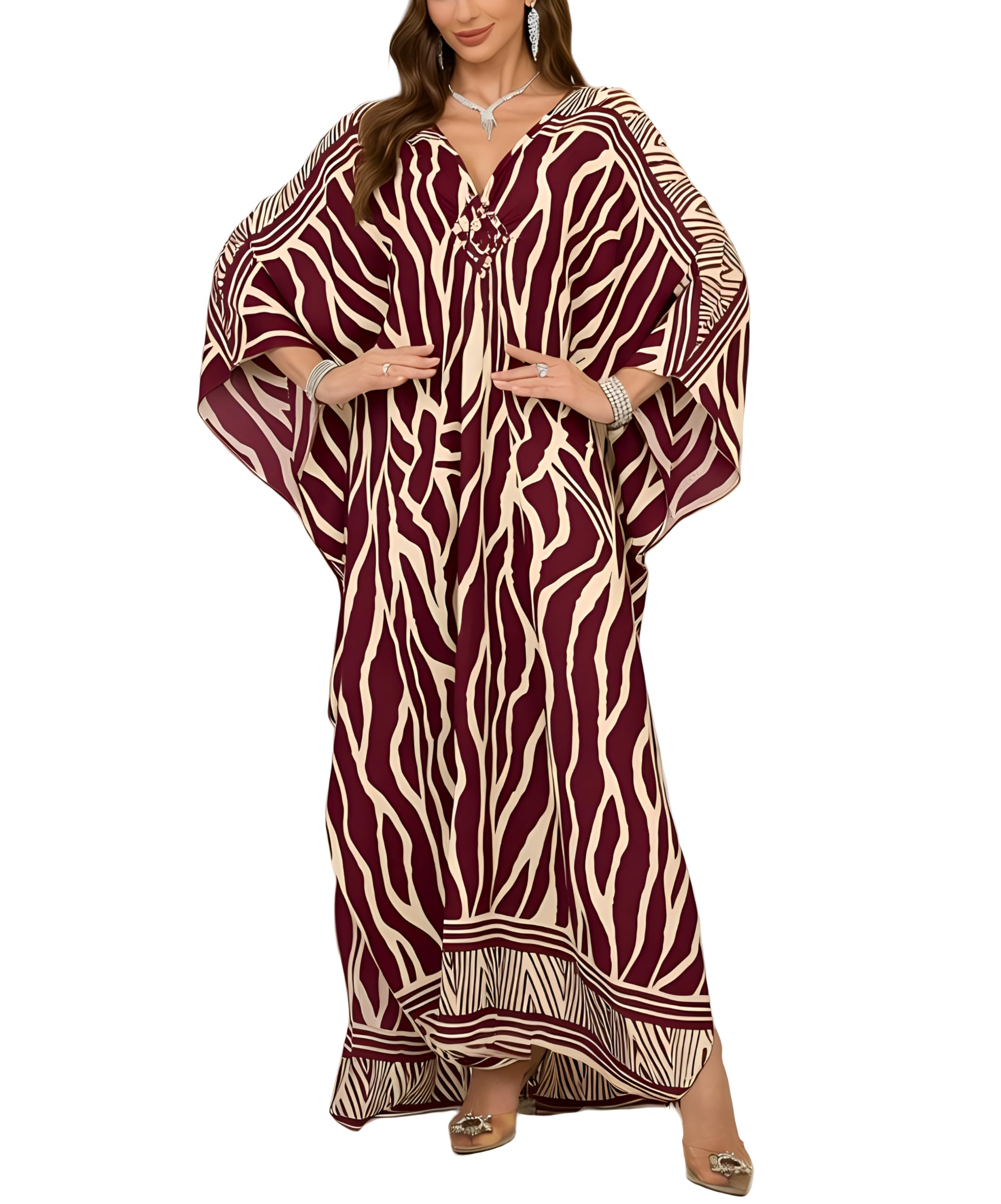 KEYLORTING Plus Size Kaftan Dress Women, African Moo Moo Print Caftan, Batwing Dress, Beach Cover Up for Party and Loungewear