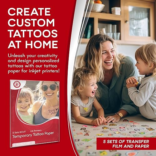 Miniatura 9 de Papel de tatuaje temporal para impresoras INKJET, 10 juegos, tatuajes imprimibles personalizados (10 juegos)