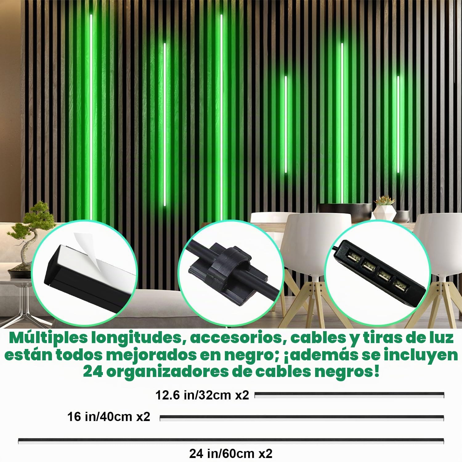 Lichaser Tira LED RGB para Paneles AcúSticos, Adhesiva WiFi Luz Led Cocina | 6 Negras Luces LED Compatibles con Alex, MúSica Sincronizada, Tira de Luz para Paneles AcúSticos, Panel (32*2+40*2+60*2 cm)