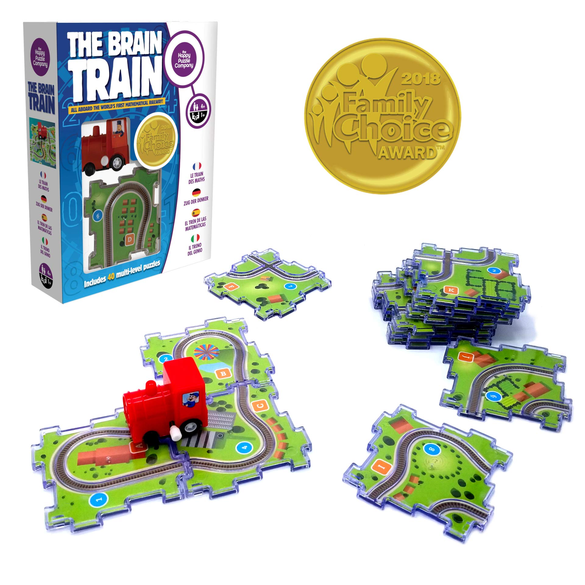 The Happy Puzzle Company | The Brain Train | All Aboard the World's First Mathematical Railway | Includes 40 Multi-Level Puzzles | Learn Logical Deduction & Numeracy Skills | Ages 4+