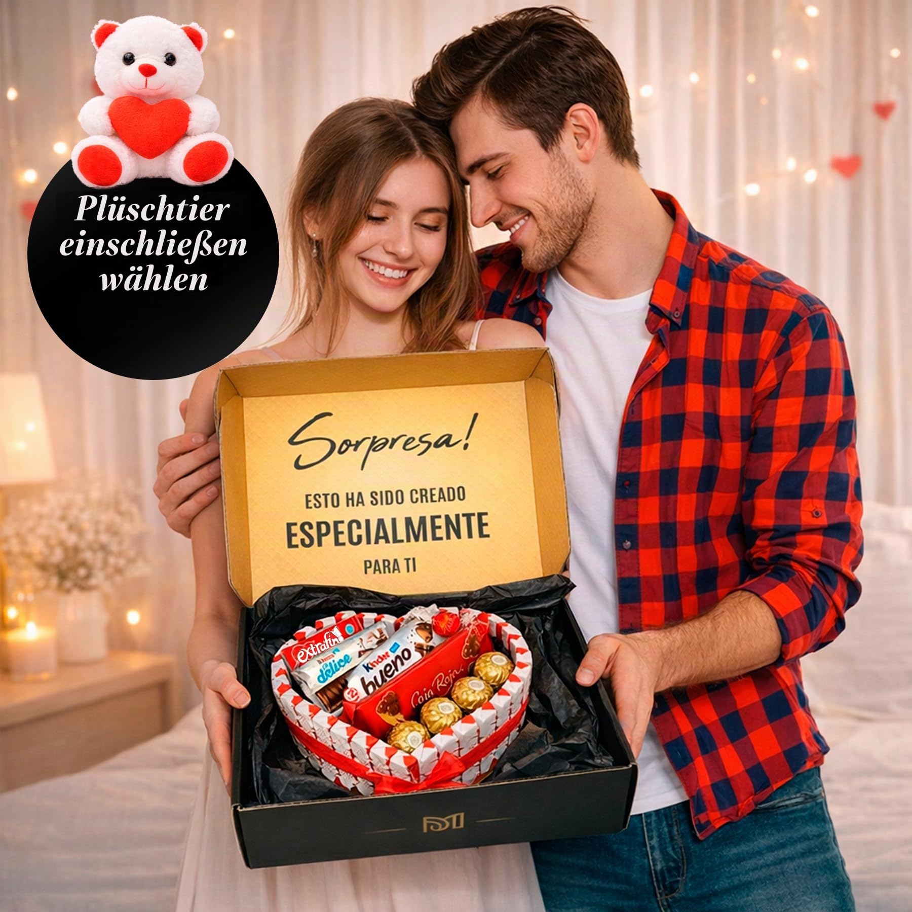 Geschenkherz mit über 40 Pralinen & Schokoladen – Süßes Geschenkset