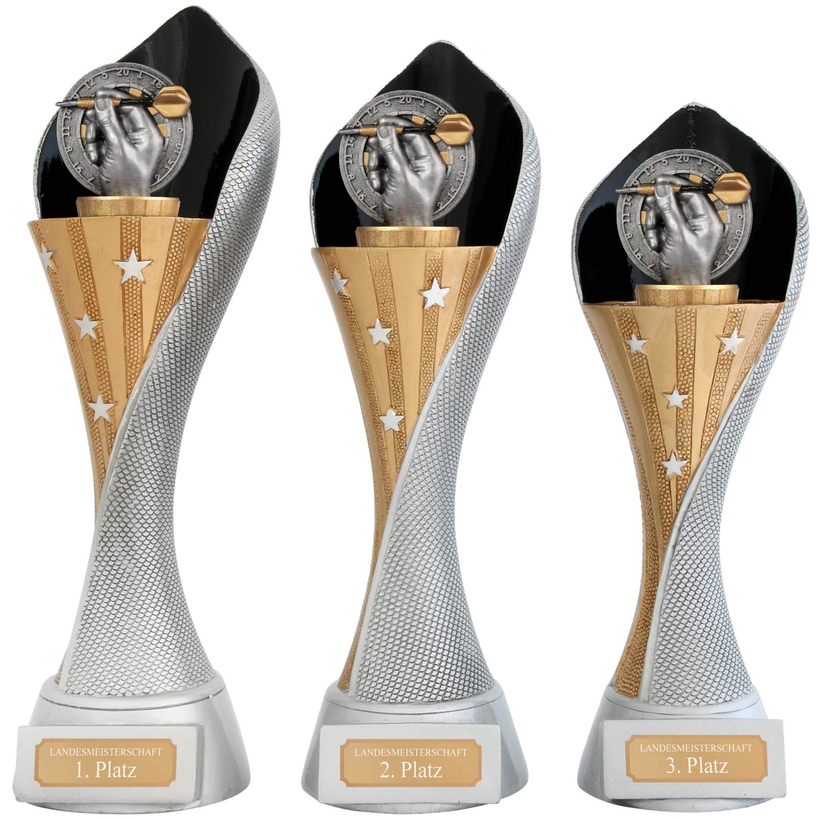 Pokal Dart Darts Serie AUXON Trophäe 3 Größen mit Gravur