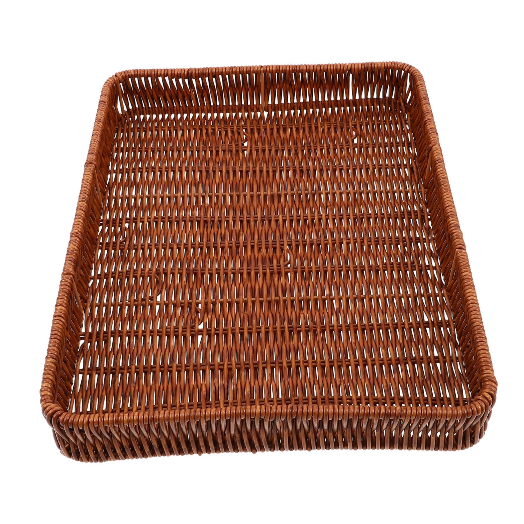 ABOOFAN Woven Vegetable and Fruit Basket Flat Serving Tray for Food Display Natural Style Bread Serving Basket for Tabletop and Picnic Use Multipurpose and Easy to Clean Space