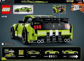 LEGO Technic Ford Mustang Shelby GT500 42138 – Birthday Gift Idea for Kids Ages 9 and Over, Race Car Creative Toy Making Set with 2 Czech– Drop Engine Functions (544 Pieces)