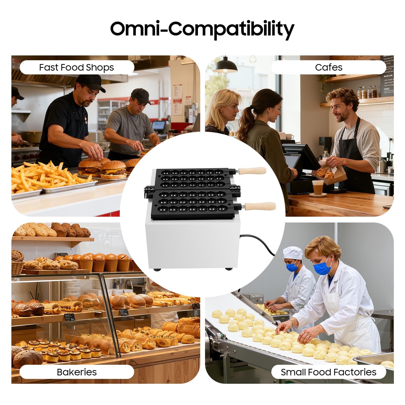 Máquina de gofres profesional de 1500W de acero inoxidable con indicador LED de temperatura ajustable 50-300°C,para la fabricación de panqueques, muffins y gofres