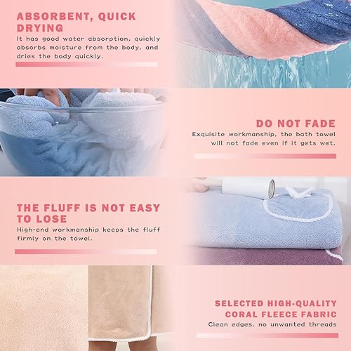 Miniatura 3 de YUNAI Toalla de baño con correas para mujeres y niñas, secado rápido, ahorro de tiempo, spa, gimnasio, sauna, toalla de baño, bata envolvente para
