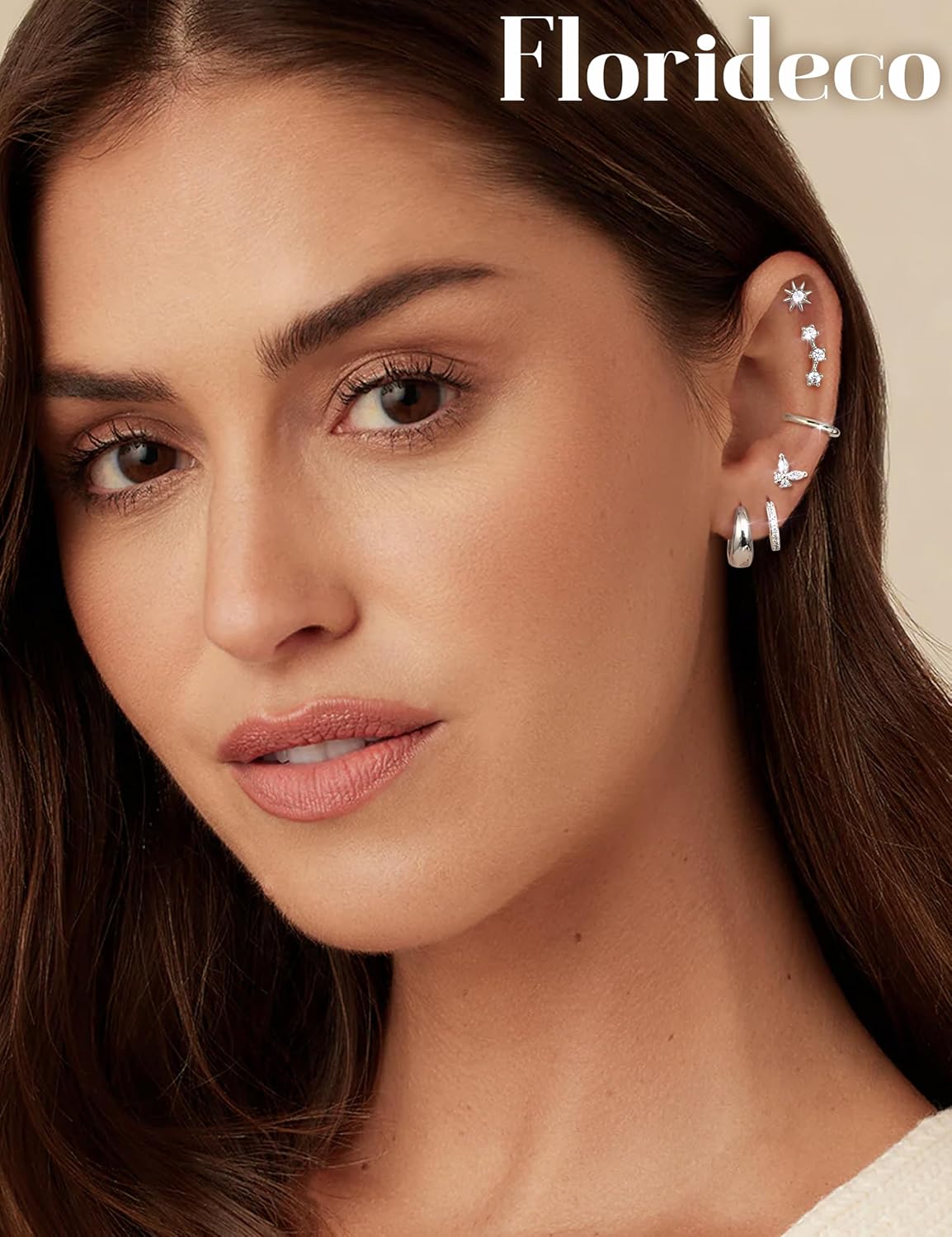 Florideco Hypoallergenic Flat Back Earrings for Women Trendy Surgical Steel Earrings for Sensitive Ears 14K Gold Plated Cartilage Earring Stacks FlatBack Stud Earring Set for Multiple Piercing - Image 2