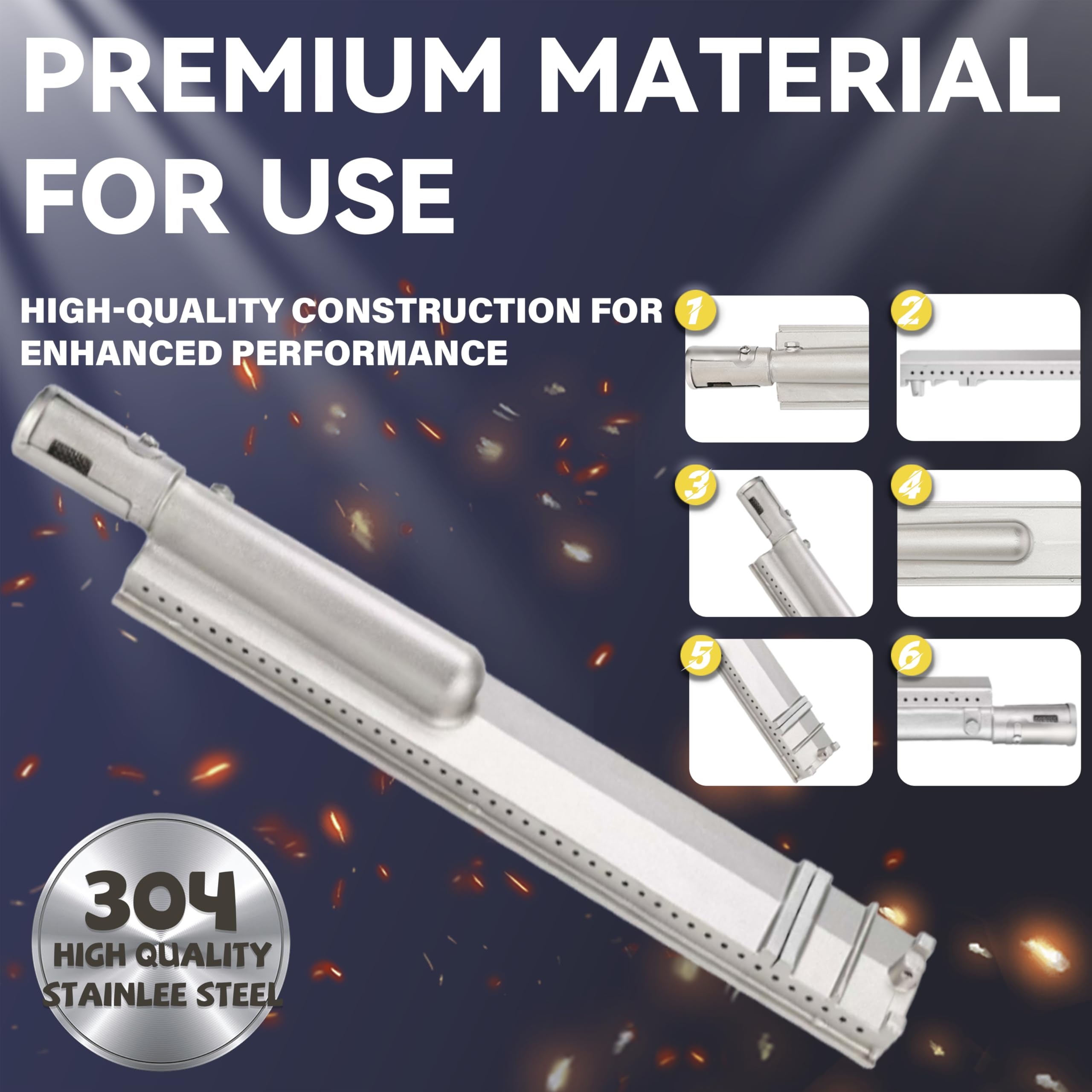 Paquete de 4 quemadores de barbacoa de acero inoxidable 304 fundido resistente 15-13/16, piezas de repuesto para Jenn Air modelos 720-0061, 720-0062, 720-0063 y más, modelos Nexgrill, Charbroil Cal