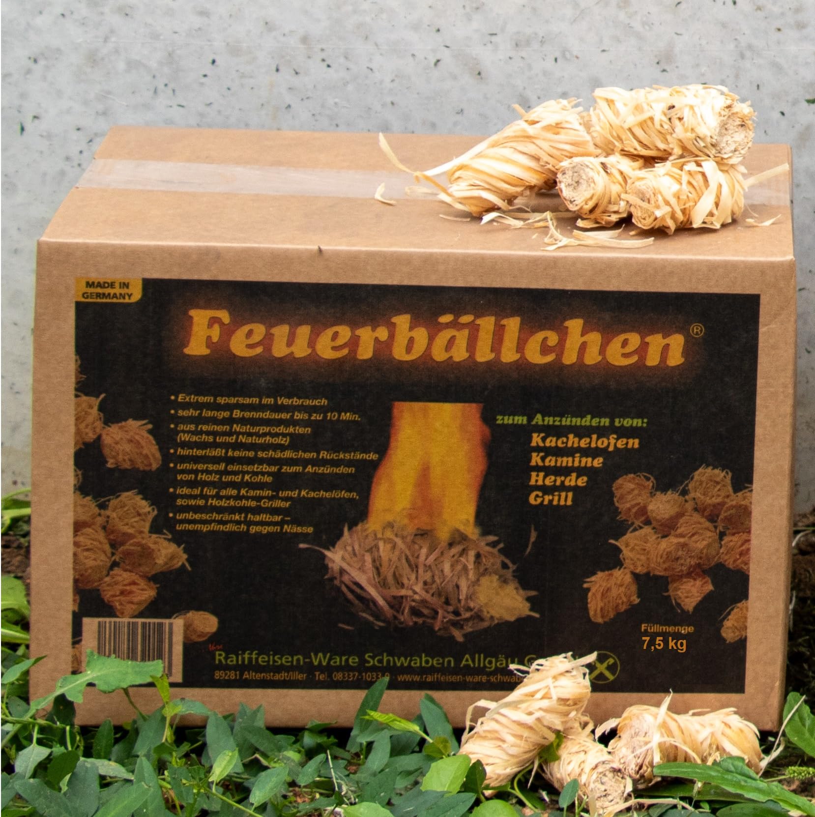 RaiffeisenWaren Bolas de fuego, encendedor de barbacoa, encendedor de chimenea, ayuda para encender (lana ecológica de productos naturales, para encender el carbón de la parrilla, fogatas o chimenea),