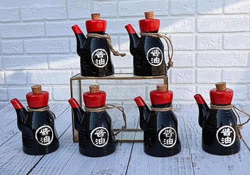 Miniatura 8 de Ebros - Paquete de 6 unidades de porcelana tradicional china japonesa asiática, suministro de vinagre Shoyu, salsa de soja, dispensador de