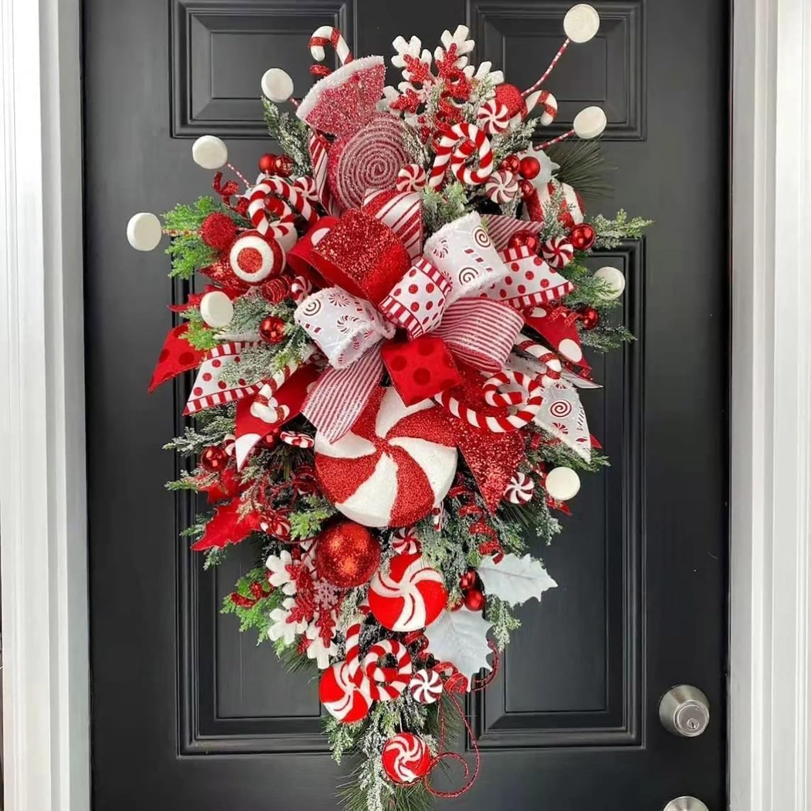 Amazon.com: 2024 Christmas Wreaths for Front Door,Red and White