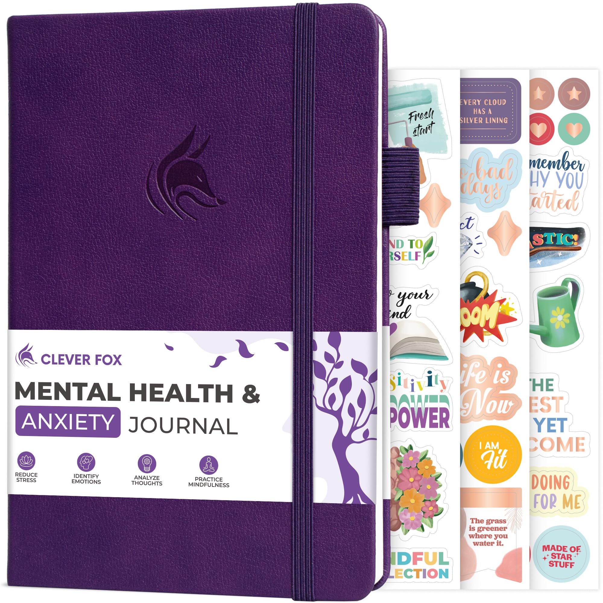 Clever FoxMental Health & Anxiety Journal – Guided CBT Journal with Prompts for Self Help & Stress Relief – Mood & Emotion Tracker (Purple)The Forest Stewardship Council
