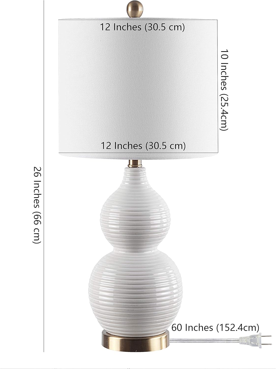 SAFAVIEH Lighting Collection Emery Modern Contemporary Ivory Mosaic Double Gourd 25-inch Bedroom Living Room Home Office Desk Nightstand Table Lamp (LED Bulb Included)