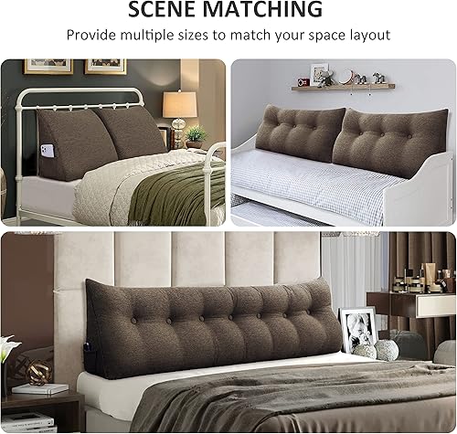 Miniatura 5 de YXCSELL Almohadas de cuña para cabecero, almohada de lectura, almohadas de respaldo para sentarse en la cama, cojín de cojín triangular grande