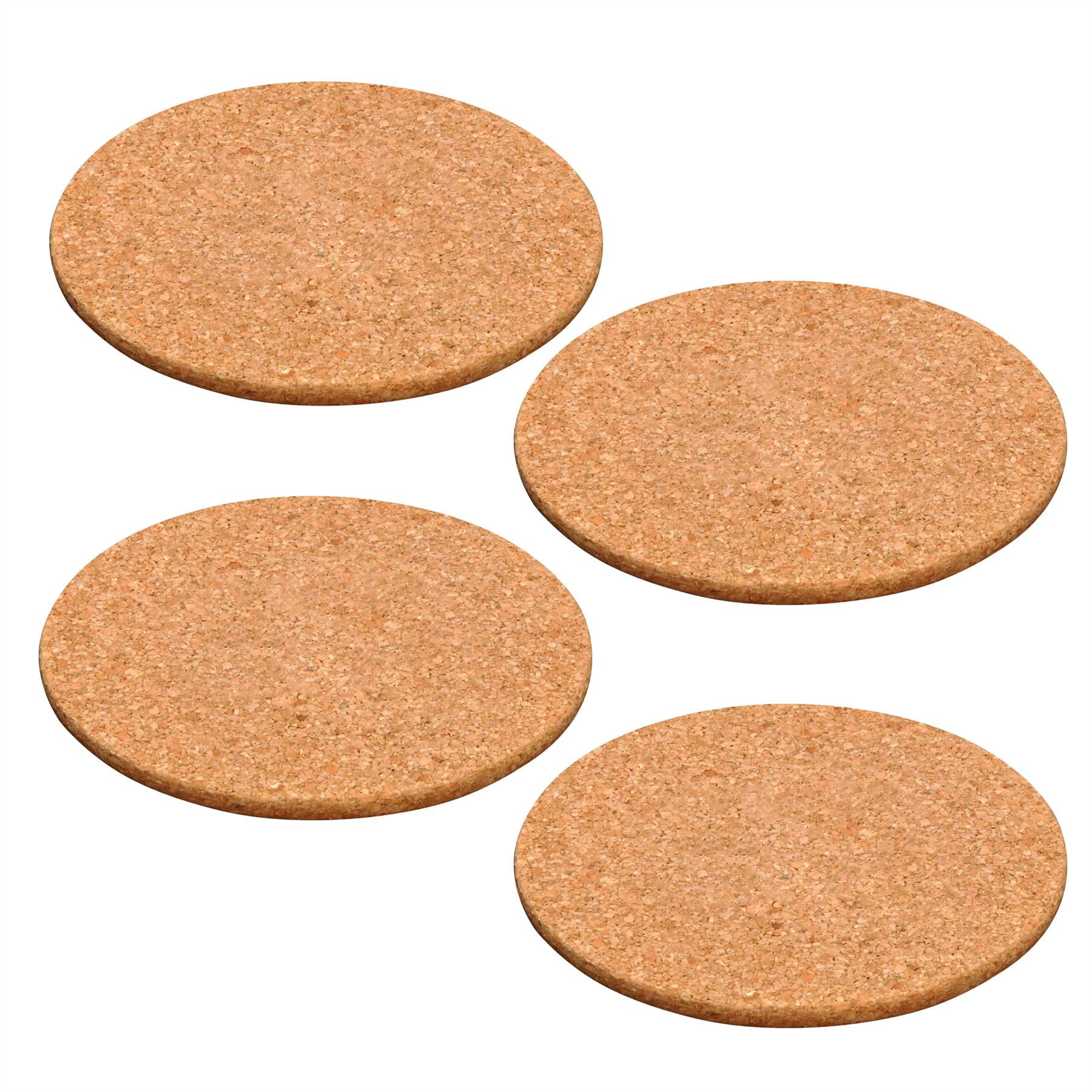 Carousel Home Natural Set Of 4 Magnetic Cork Trivets, 21Cm Round Heat Resistant Non Slip Table Protection Mats, Pan Stands For Hot Pans And Dishes