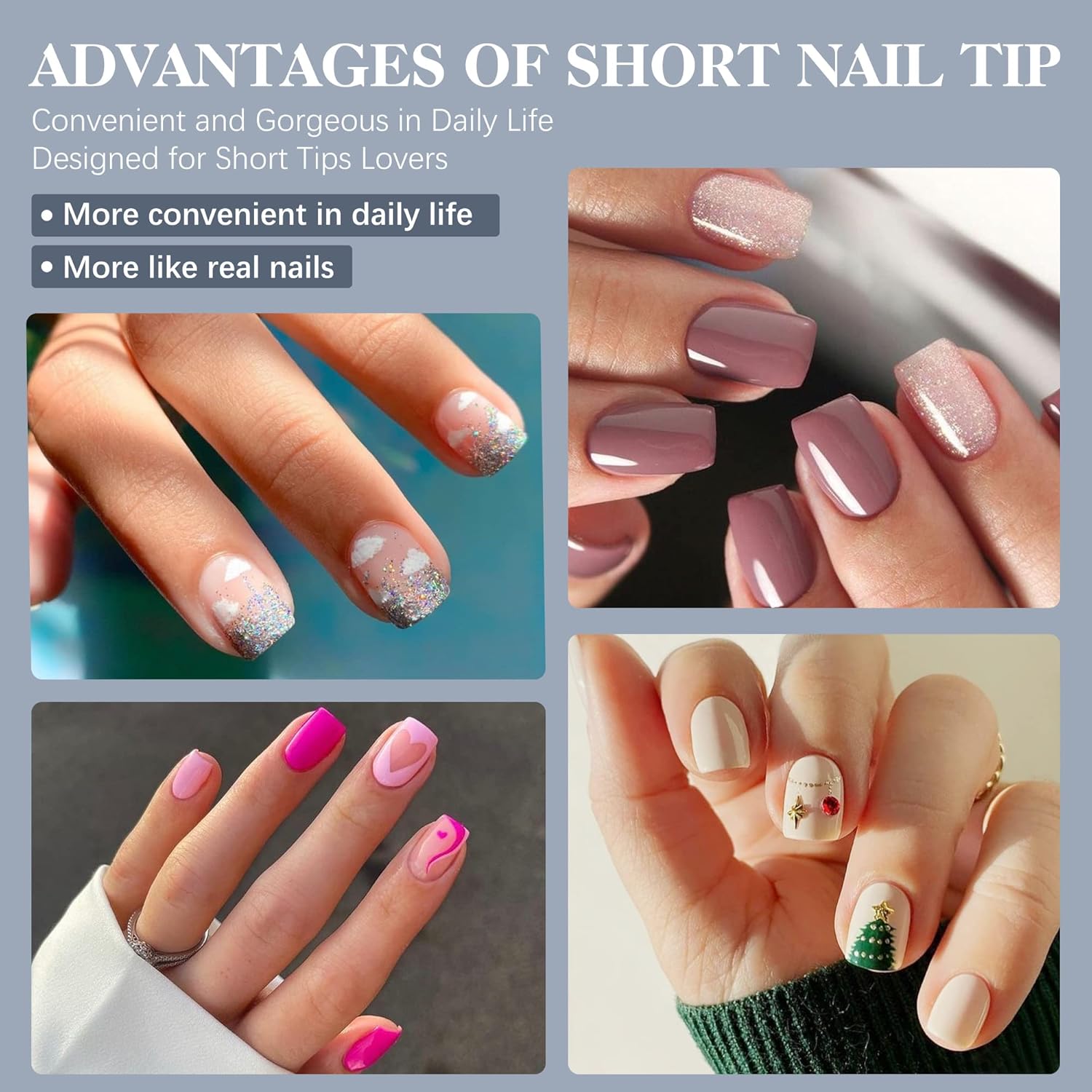 Gelike EC 6 in 1 Nail Glue Gel 2PCS and XXS Extra Extra Short Square Soft Gel Nail Tips Set for Soak Off Nail Extensions Nail Art Full Cover Preshaped Gel Nails Tips-300PCS : Beauty & Personal Care