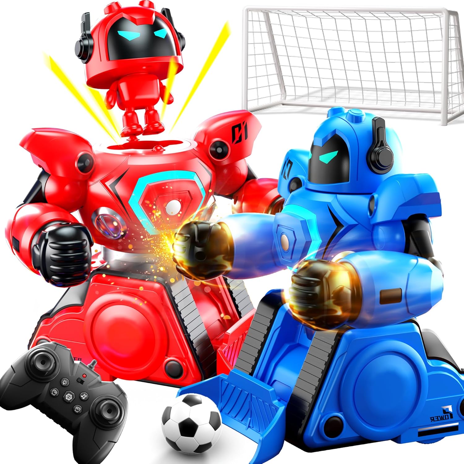 LZZAPJ 2-Pack Remote Control Fighting Robot Battle Bots Toys with Sounds & Lights - Soccer Game Mode, Suitable for Adults & Kids Ages 6 7 8 9 10 11 12+, Ideal Christmas/Birthday Gift for Boys