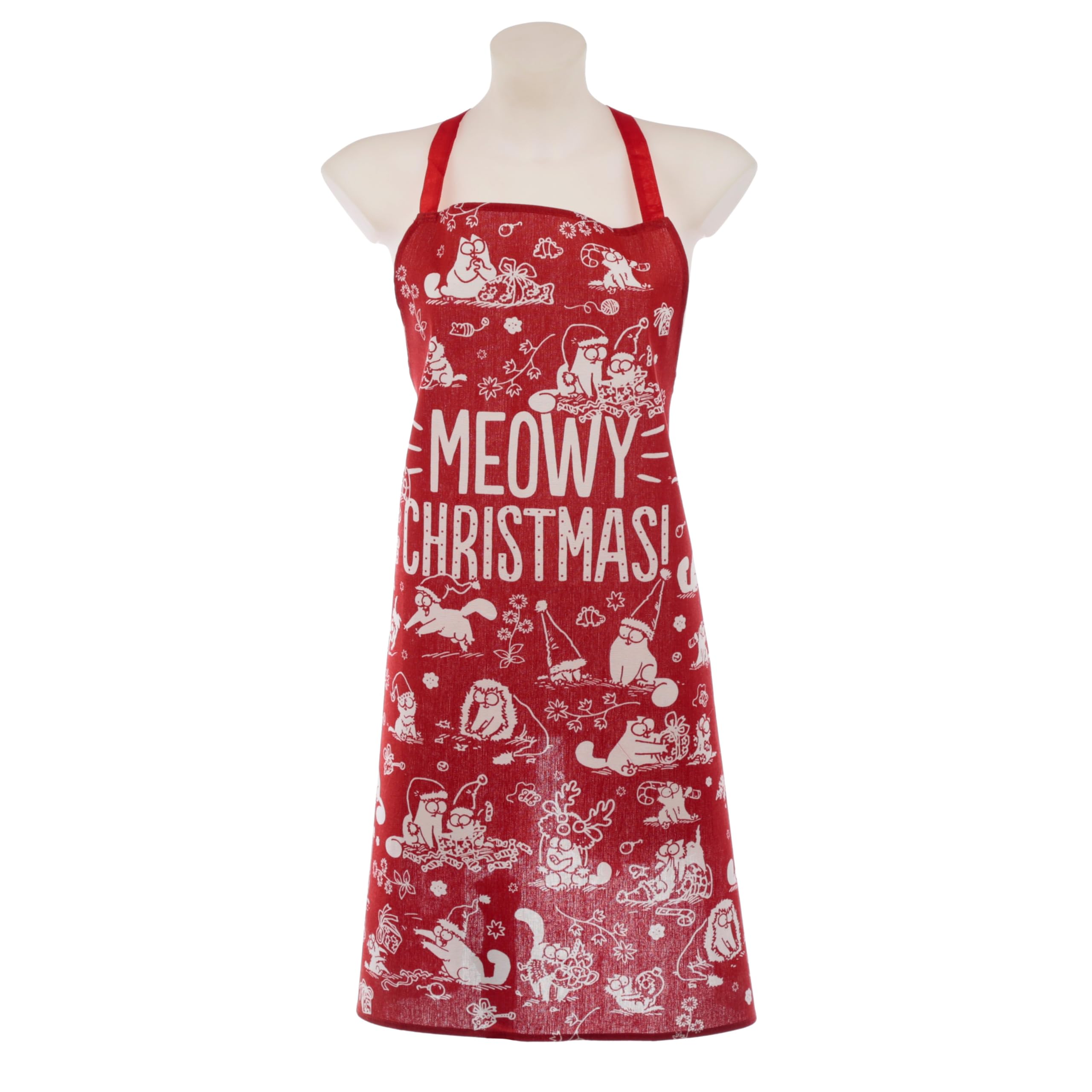 Puckator Men's Multicolor Poly Cotton Apron - Simon's Cat Meowy Christmas - Chef Aprons For Cooking Secondary School - Baking Bakers Gifts - Kits For Adults - Unifrom Clothes - Cooking Gift Set Catering Equipt