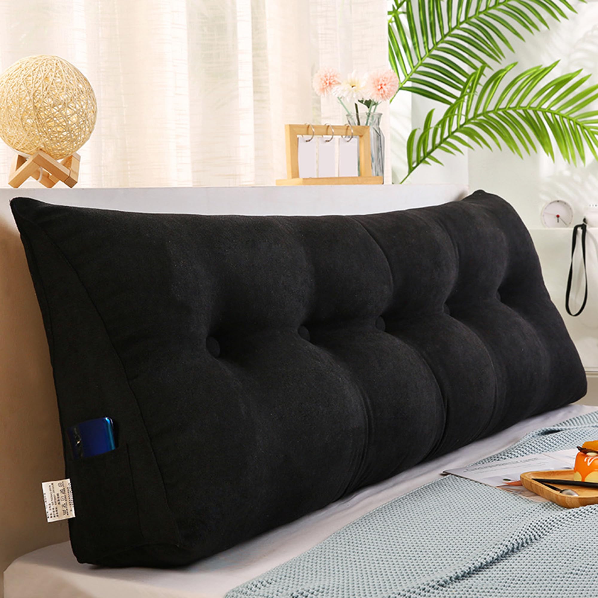 XIEMINLE Almohada lumbar triangular para cabecero de cama, sofá tatami, dormitorio, reposacabezas de cama, cojín de respaldo de lectura, almohada de lectura, cojín lumbar, 180 x 50 x 20 cm, color